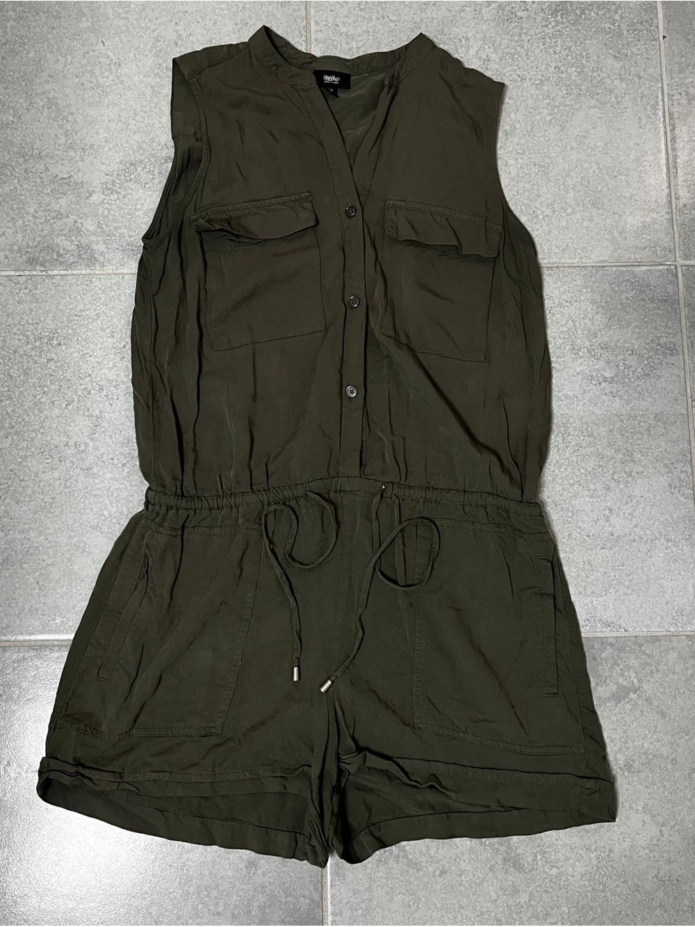 Mossimo Supply Co. Olive Green Sleeveless Utility Romper